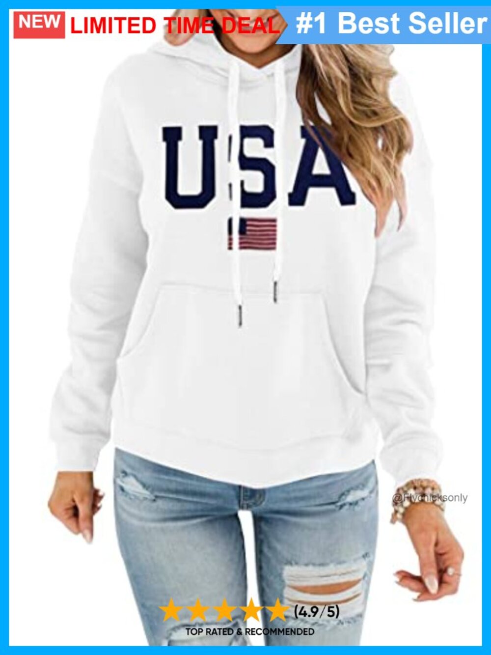 Womens 4th of July Hoodie Sweatshirt USA Flag Long Sleeve Casual